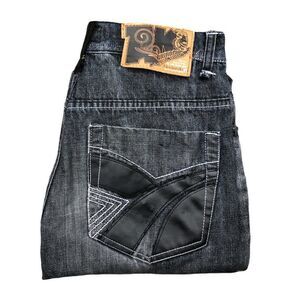 Akademiks Embroidered Jeans Size 32 Gray